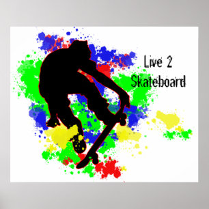 Graffiti Paint Splotches Skater Poster