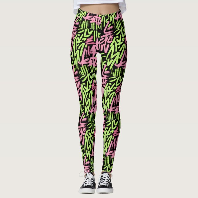 Graffiti pattern leggings (Front)