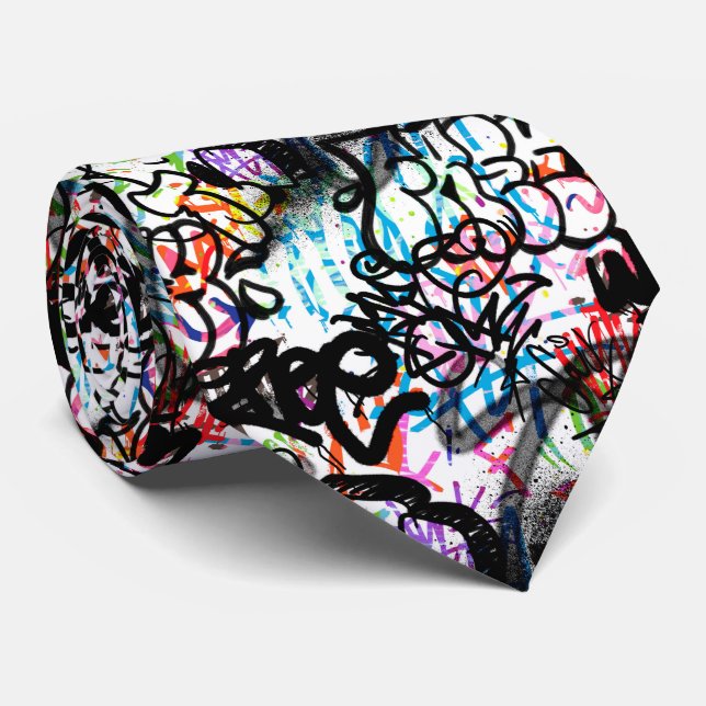 Graffiti Pattern  Tie (Rolled)