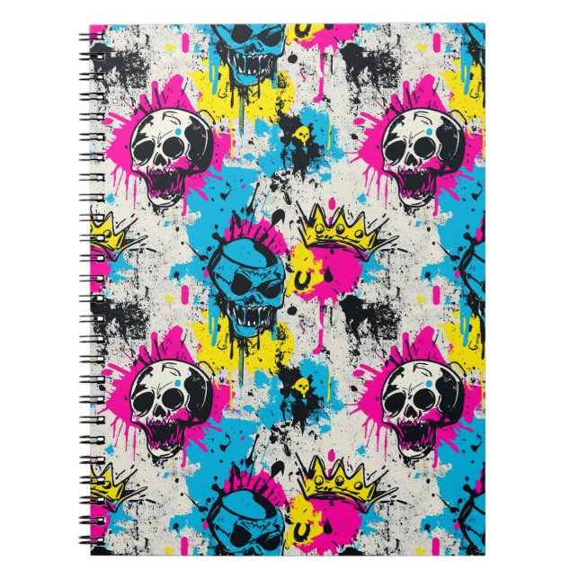 Graffiti Pattern with Neon Colors and Urban Grunge Notebook (Front)