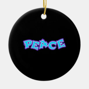 Graffiti Peace Ceramic Tree Decoration