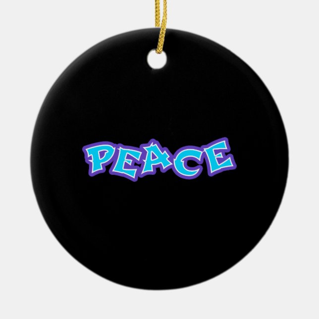Graffiti Peace Ceramic Tree Decoration (Front)