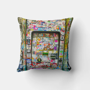 Graffiti Pillow, Bright Throw Pillow, Lisbon Cushion