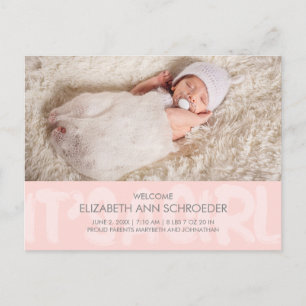 Graffiti Pink Baby Birth Announcement Postcard