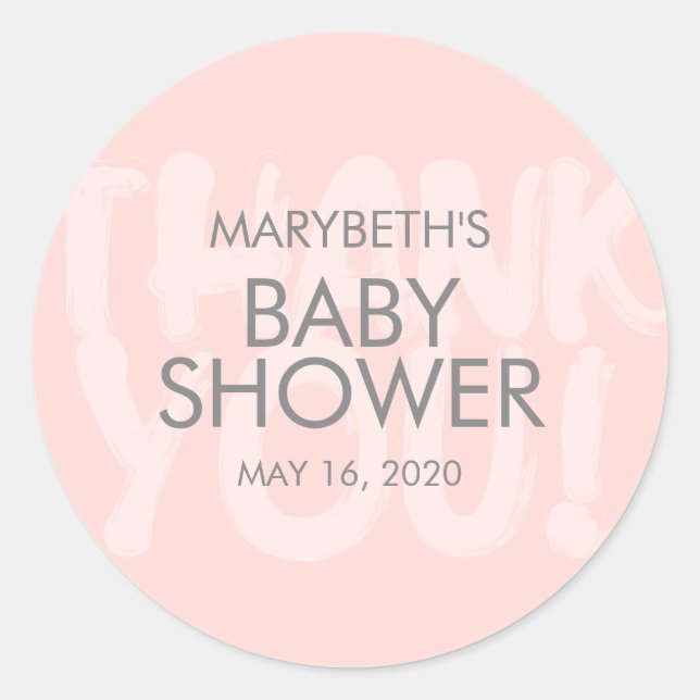 Graffiti Pink Baby Shower Favour Sticker (Front)
