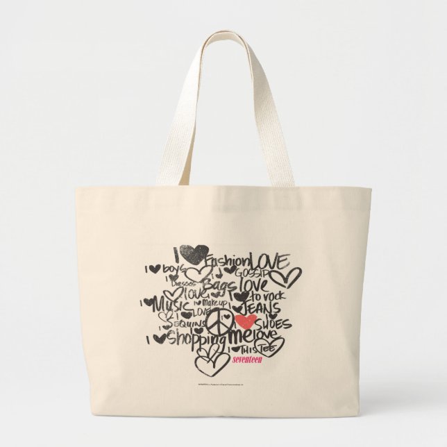 Graffiti Pink Large Tote Bag (Front)