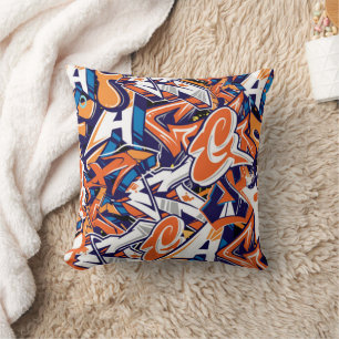 graffiti print teen abstract pattern background cushion