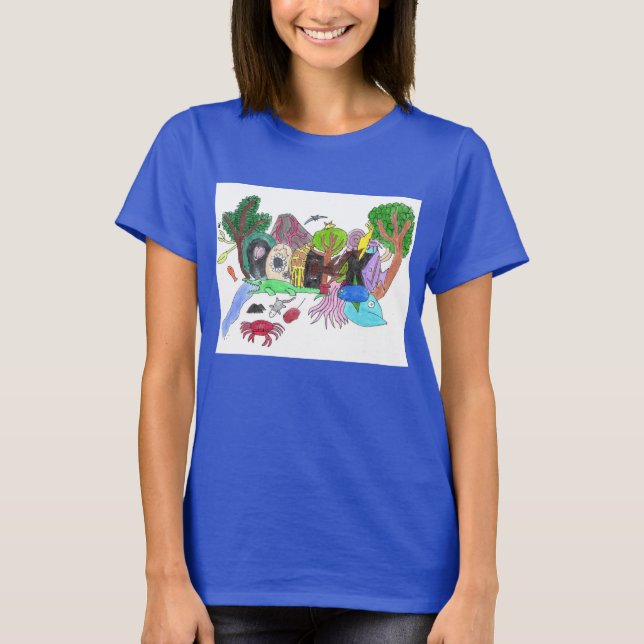 Graffiti Punk Rock Design #1: Animals "Rock" Colou T-Shirt (Front)