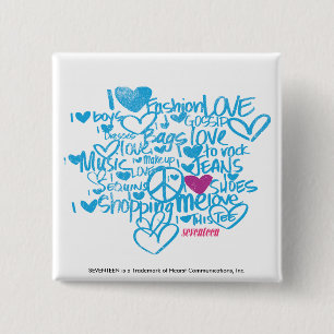 Graffiti Purple/Aqua 15 Cm Square Badge