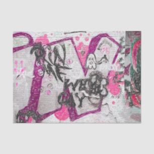 Graffiti Purple White Urban Street Brick Wall Art Tissue Paper