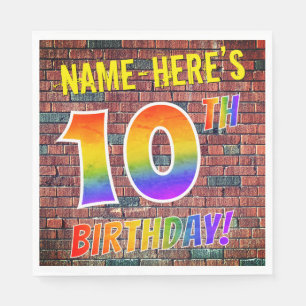 Graffiti Rainbow Look 10TH BIRTHDAY! + Custom Name Napkin