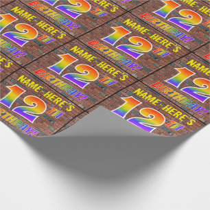 Graffiti Rainbow Look 12TH BIRTHDAY! & Custom Name Wrapping Paper