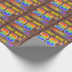 Graffiti Rainbow Look 28TH BIRTHDAY! & Custom Name Wrapping Paper