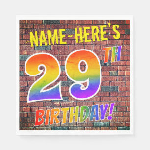 Graffiti Rainbow Look 29TH BIRTHDAY! + Custom Name Napkin