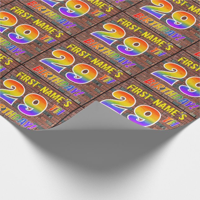 Graffiti Rainbow Look 29TH BIRTHDAY! & Custom Name Wrapping Paper (Corner)