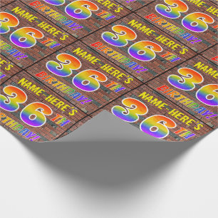 Graffiti Rainbow Look 36TH BIRTHDAY! & Custom Name Wrapping Paper