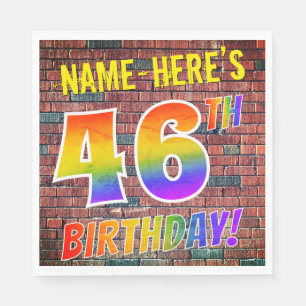 Graffiti Rainbow Look 46TH BIRTHDAY! + Custom Name Napkin
