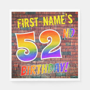 Graffiti Rainbow Look 52ND BIRTHDAY! + Custom Name Napkin