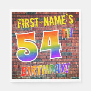 Graffiti Rainbow Look 54TH BIRTHDAY! + Custom Name Napkin