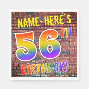 Graffiti Rainbow Look 56TH BIRTHDAY! + Custom Name Napkin