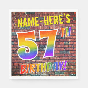 Graffiti Rainbow Look 57TH BIRTHDAY! + Custom Name Napkin