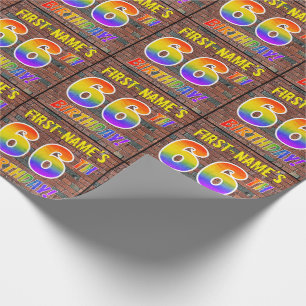 Graffiti Rainbow Look 66TH BIRTHDAY! & Custom Name Wrapping Paper