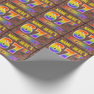 Graffiti Rainbow Look 67TH BIRTHDAY! & Custom Name Wrapping Paper