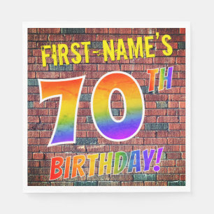 Graffiti Rainbow Look 70TH BIRTHDAY! + Custom Name Napkin