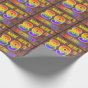Graffiti Rainbow Look 89TH BIRTHDAY! & Custom Name Wrapping Paper