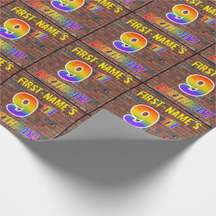 Graffiti Rainbow Look 9TH BIRTHDAY! & Custom Name Wrapping Paper