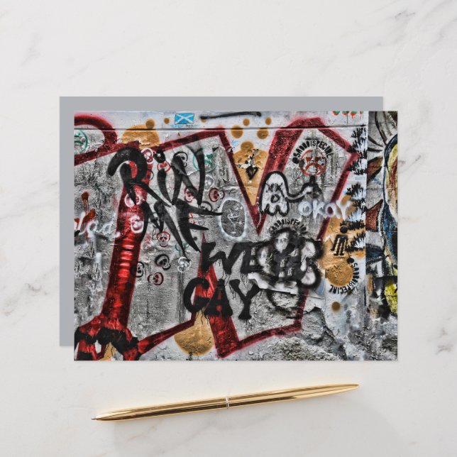 Graffiti Red Grey Letters Urban Street Wall Art (Front/Back In Situ)