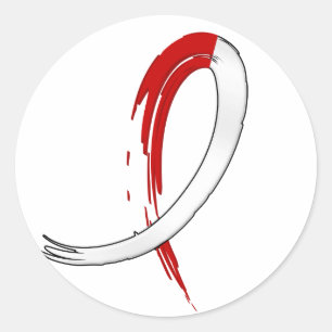 Graffiti Red White Ribbon Aplastic Anaemia Classic Round Sticker