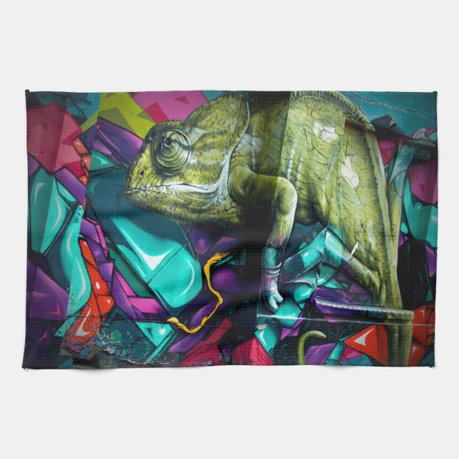 Graffiti reptile tea towel (Horizontal)