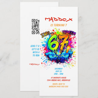 Graffiti Six Seven Birthday Party Trend Invitation