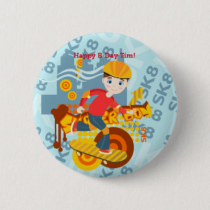 Graffiti skateboard kid birthday party 6 cm round badge