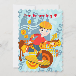 Graffiti skateboard kid birthday party invitation