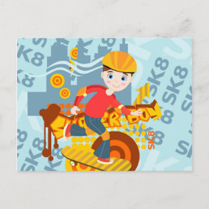 Graffiti skateboard kid birthday party invitation postcard