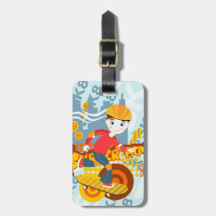 Graffiti skateboard kid birthday party luggage tag