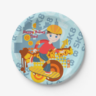 Graffiti skateboard kid birthday party paper plate