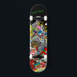 Graffiti Skateboard with your motto<br><div class="desc">Make this skateboard your own by adding your text. To access advanced editing tools, please go to "Personalise this template" and click on "Details", scroll down and press the "click to customise further" link. Ideal for any Occasion such as birthday or Graduation, for outdoor skateboarders who love the graffiti style....</div>