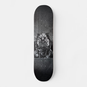 graffiti skateboards pug grunting black and white