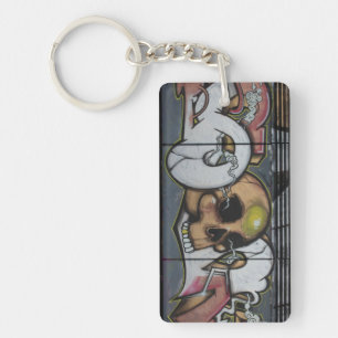 Graffiti Skull Key Ring