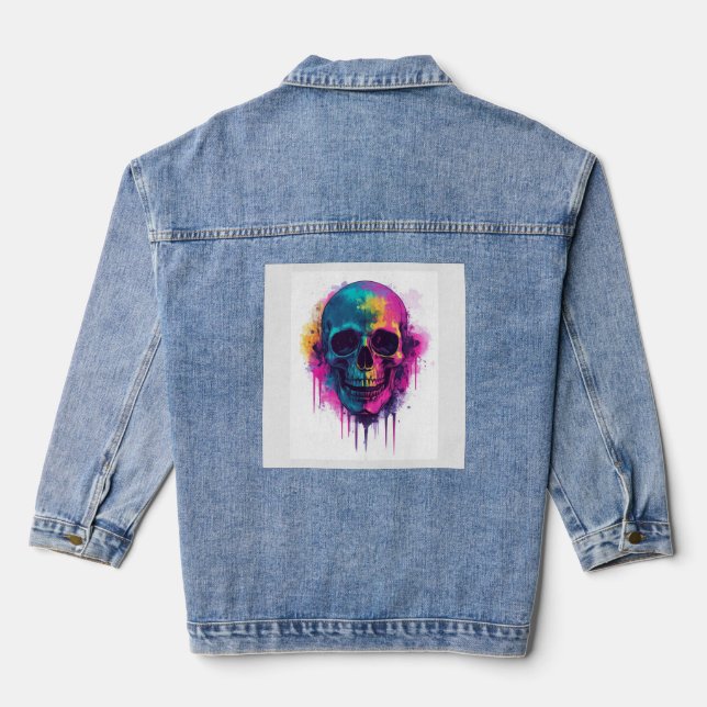 Graffiti Skull Rebel Denim Jacket (Back)