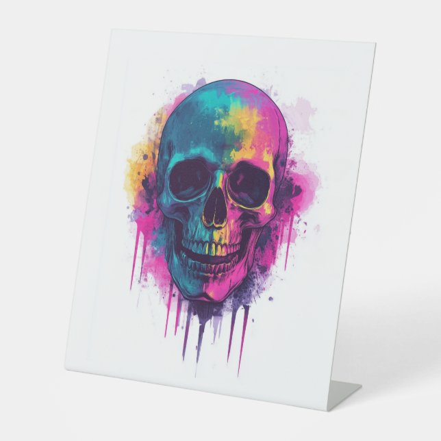 Graffiti Skull Rebel Pedestal Sign (Front)