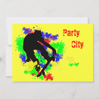 Graffiti Splotch Skateboard Party Invitation