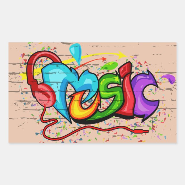 Graffiti Street Art Music Stickers (Front)