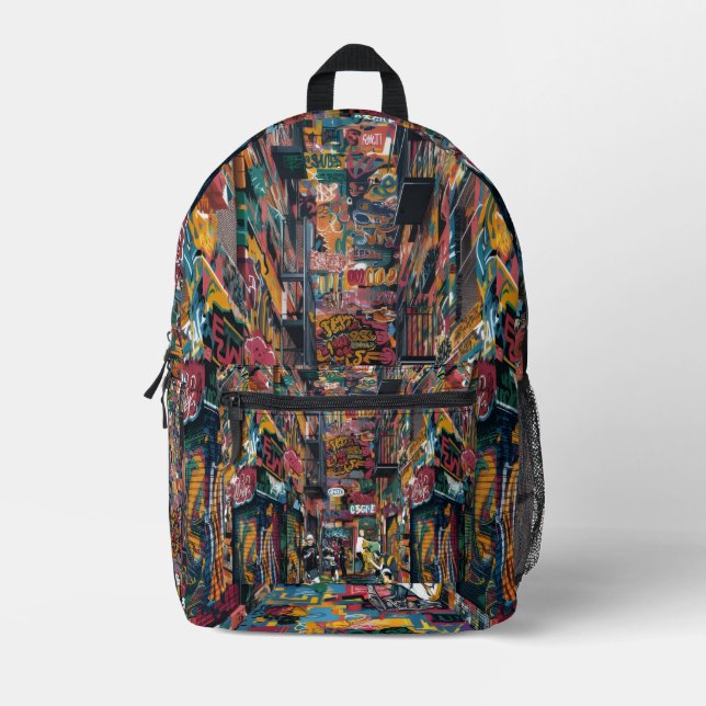 Graffiti Street Printed Backpack (Front)