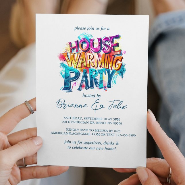 Graffiti Style 3 colour House Warming Party Invitation (Creator Uploaded)