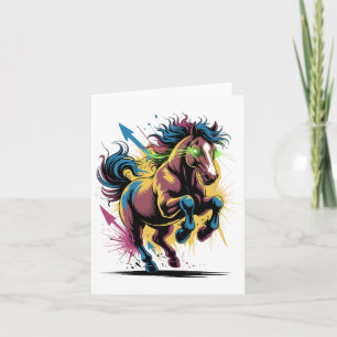 Graffiti Style Art Horse Horseback Riding Horses Card