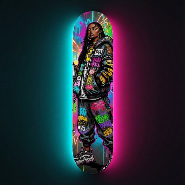 Graffiti Style Black Woman Portrait Skateboard (Creator Uploaded)